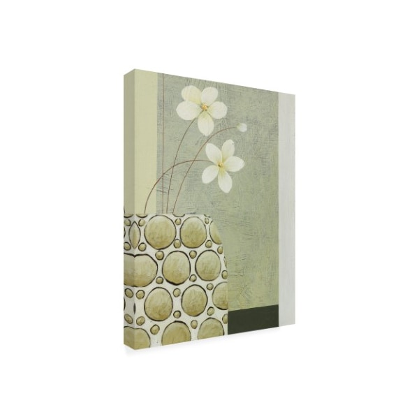 Pablo Esteban 'White Flowers And Studded Bowl' Canvas Art,18x24